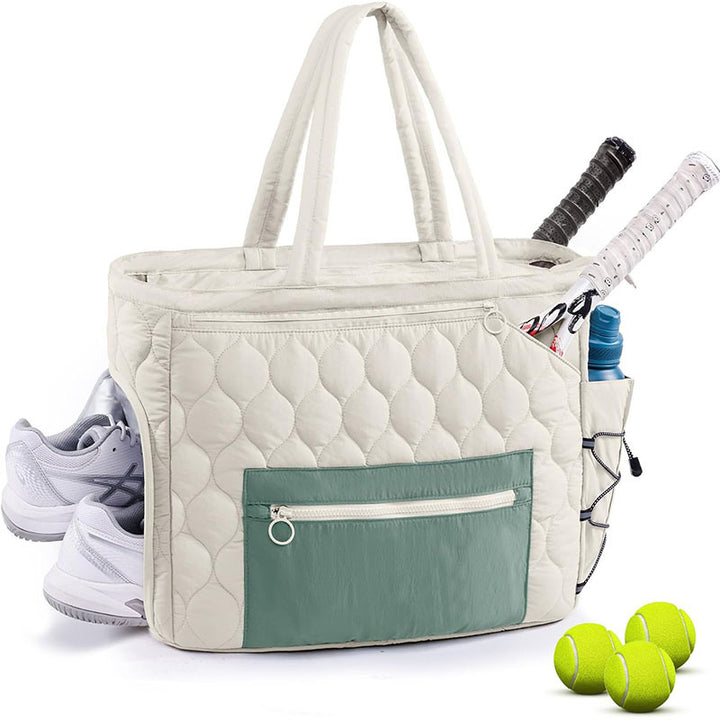 Sporty quilt bag with separate shoe compartment and pockets for accessories Bowlift
