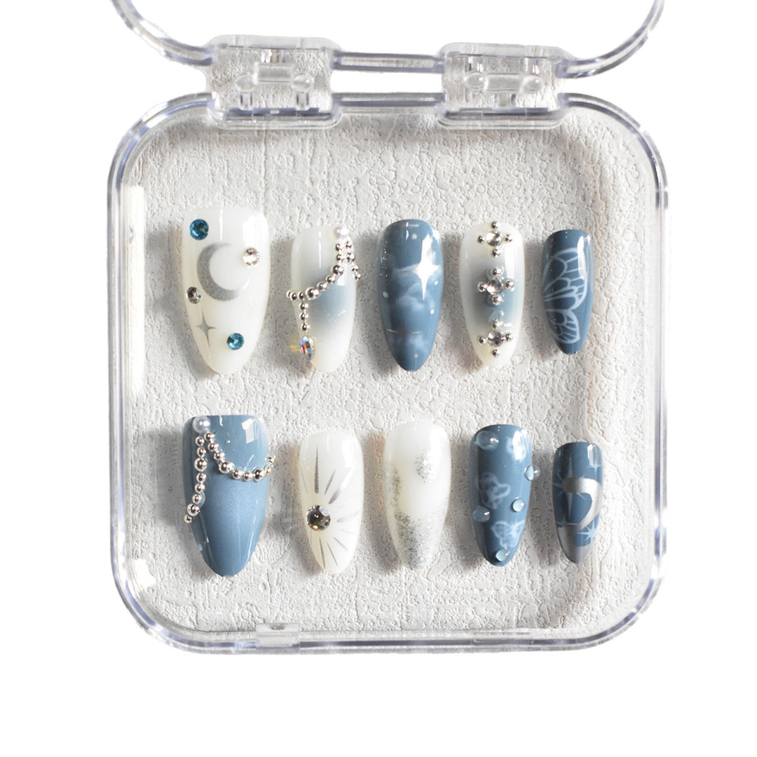 Celestial Design Press-On Nails with Gem Accents Bowlift