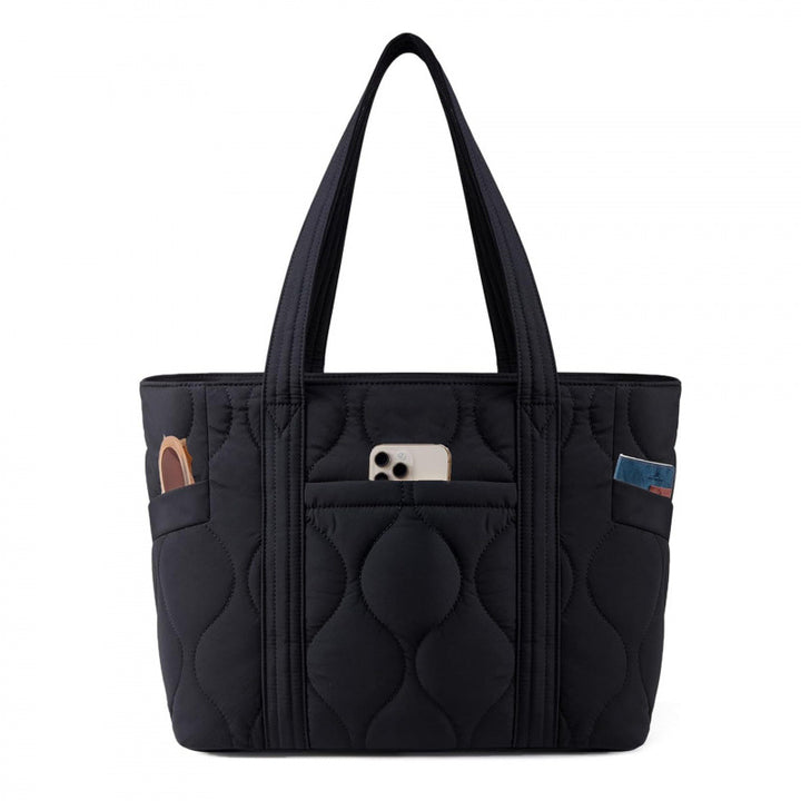 Quilted everyday bag with multiple outer pockets Bowlift