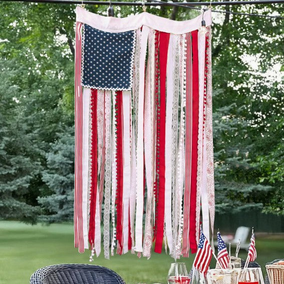 Unisex nan patriotic tasseled fabric wall hanging with star ornaments Bowlift