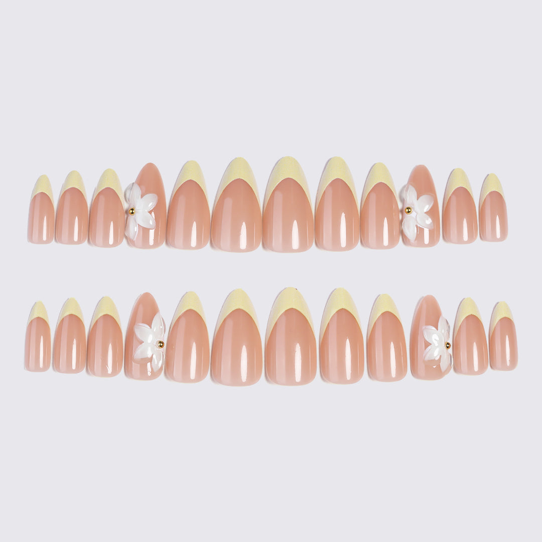 Premium Floral Embellished Press-On Nails Bowlift