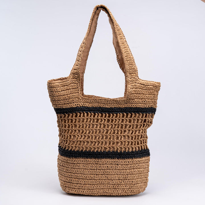 Handwoven tote bag with modern grid pattern Bowlift