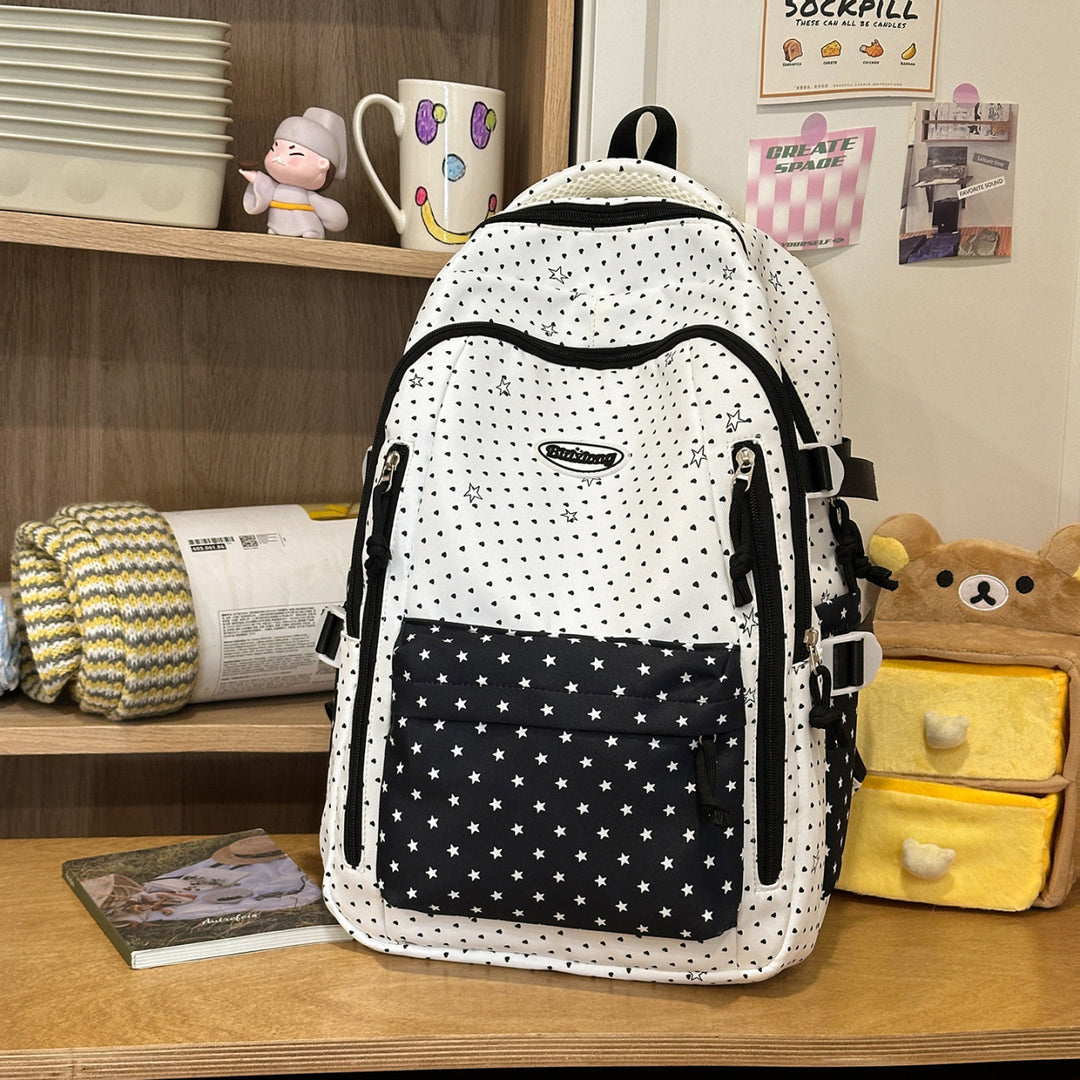 Playful Star-Patterned School Backpack