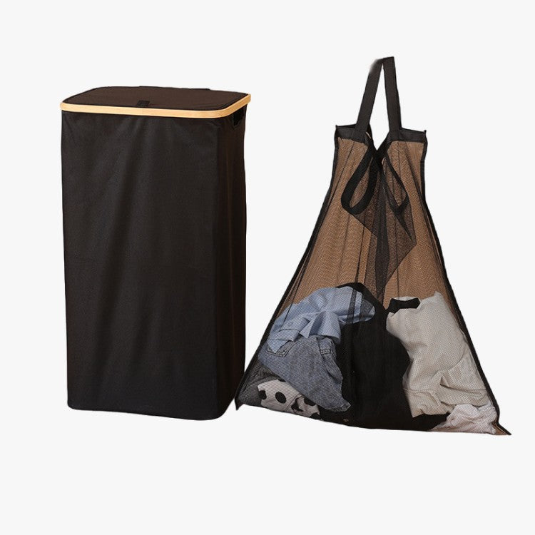 Elegant laundry container with practical lid and carrying system Bowlift