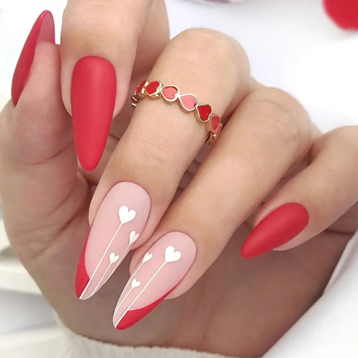 Heart-Inspired Acrylic Nail Art Design Bowlift