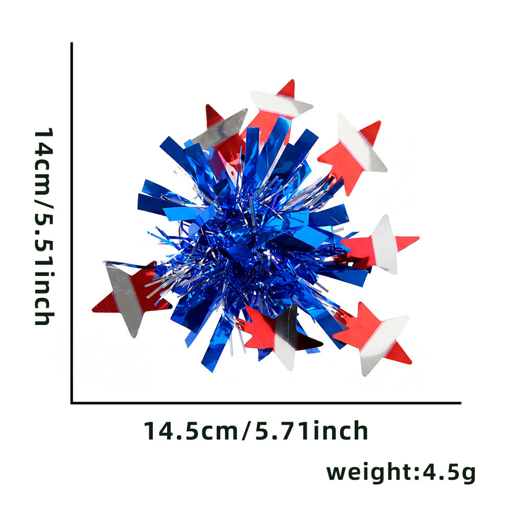 Unisex nan shiny metallic tinsel pompom with star pendants Bowlift