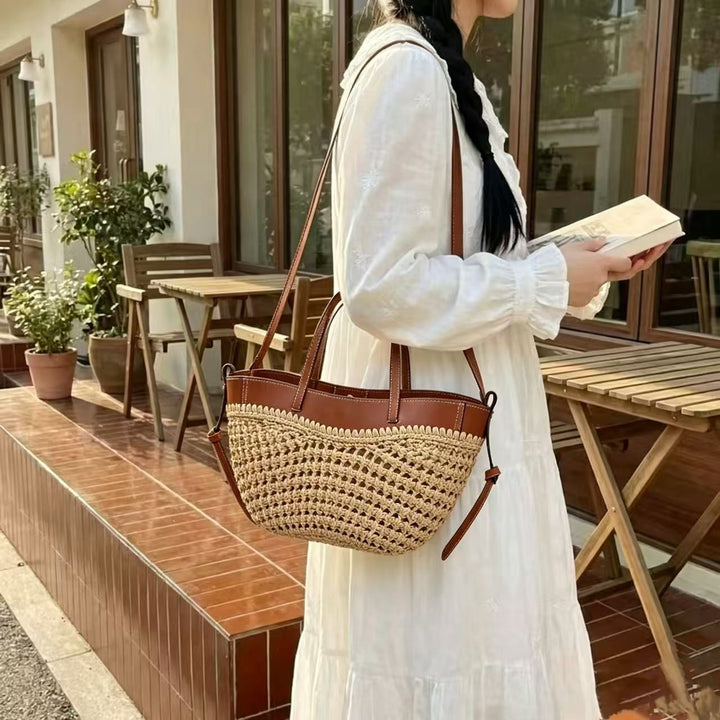 Braided shopping bag with high-quality leather trim Bowlift