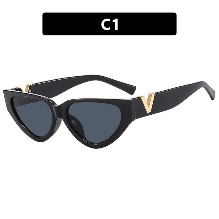 Women's Cat-Eye Sunglasses with modern stripe pattern and elegant accent Bowlift