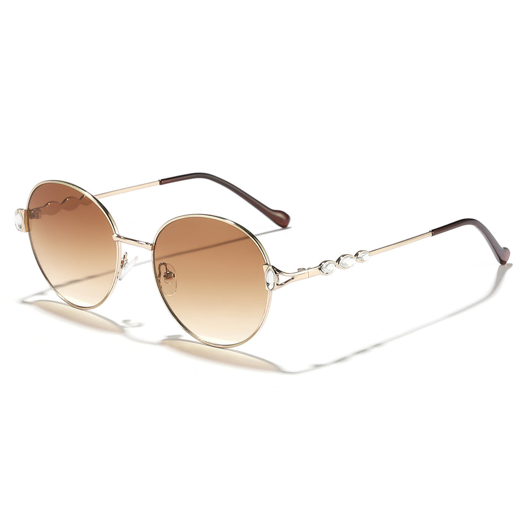 Women round sunglasses with elegant metal frame and mirrored lenses Bowlift