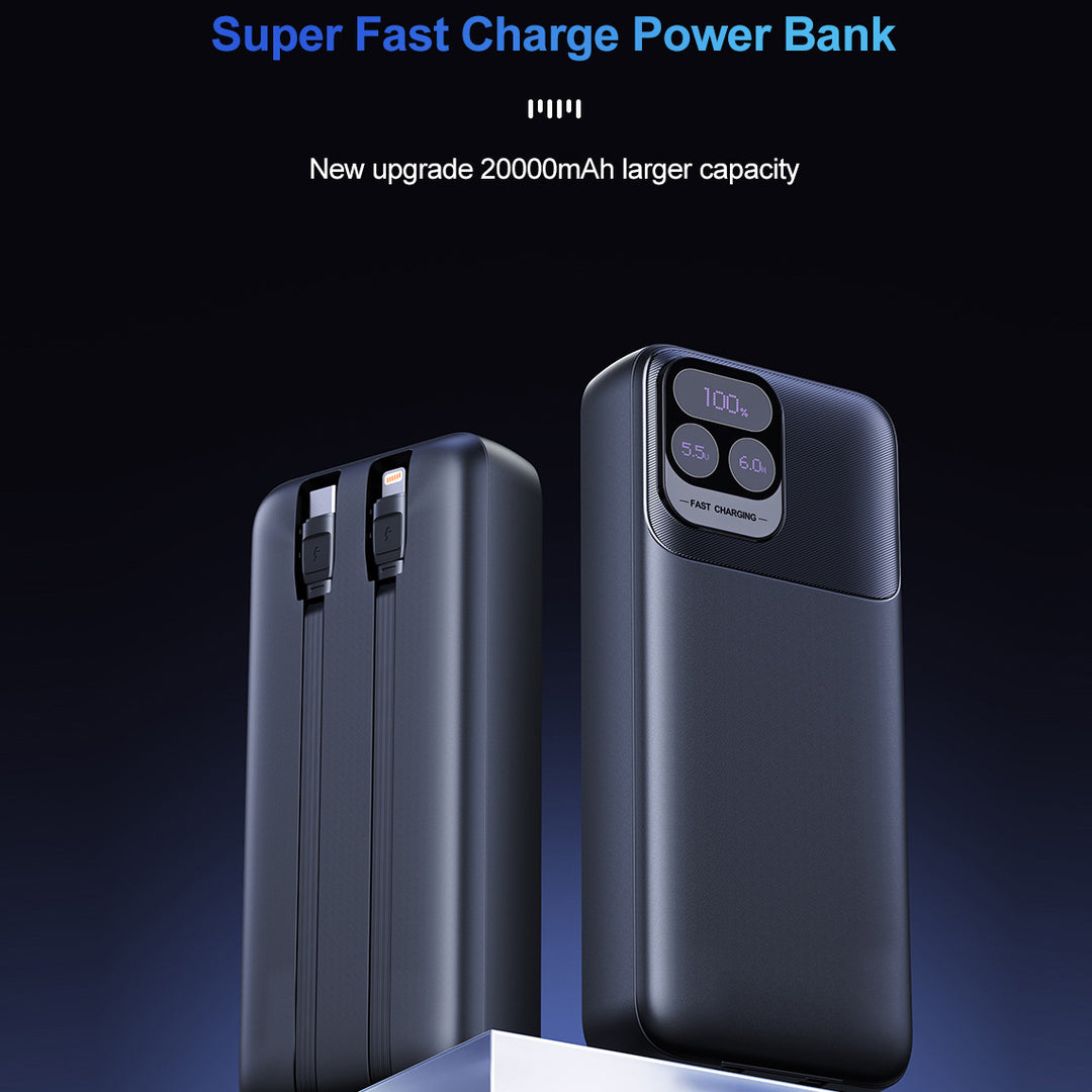 Power bank with dual charging cable and fast charging function Bowlift