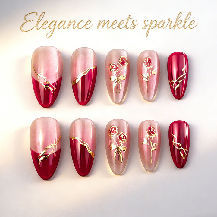 Glamorous nails with floral design Bowlift