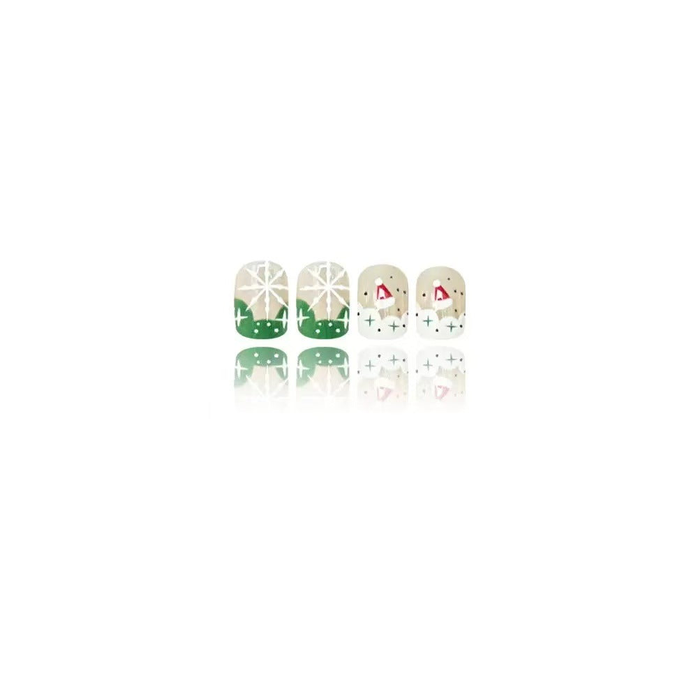 Artificial nail set with Christmas motifs and glitter accents Bowlift