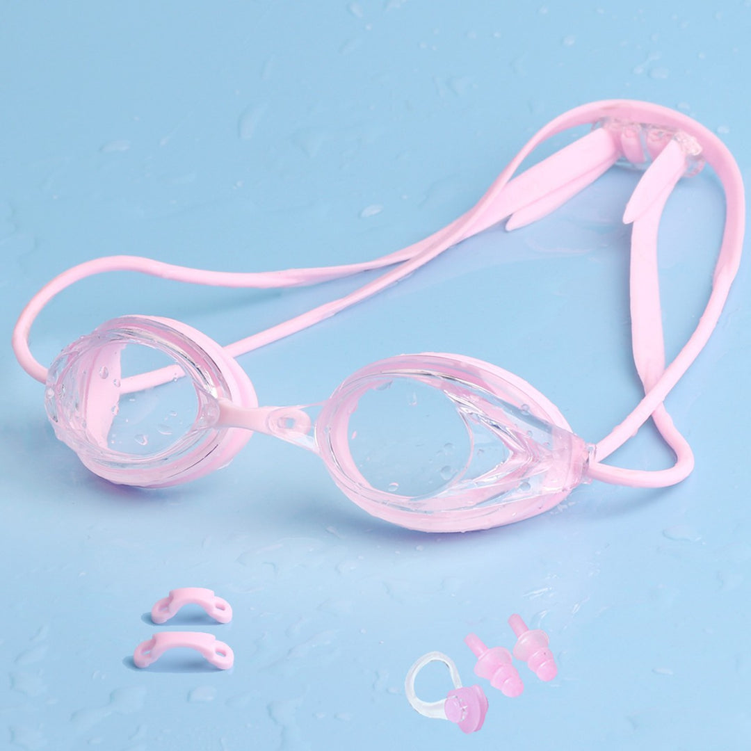 Swimming goggles with adjustable head strap and comfort nose piece Bowlift