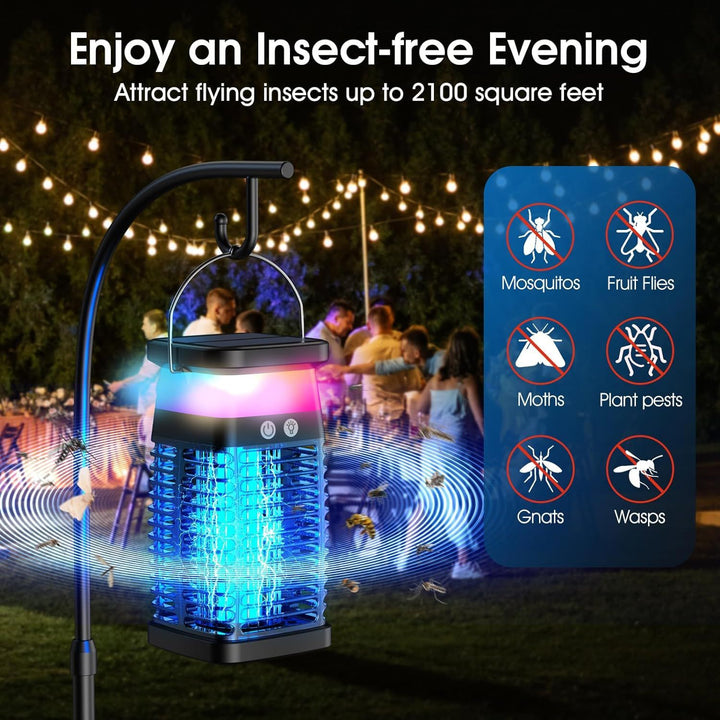 Solar-Powered PIR Motion Sensor Mosquito Zapper Lamp Bowlift