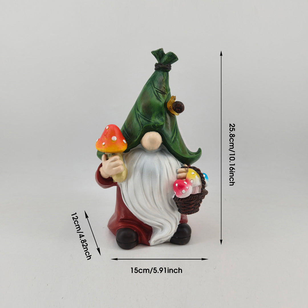 Outdoor Solar LED Mushroom Gnome Garden Statue Light Bowlift