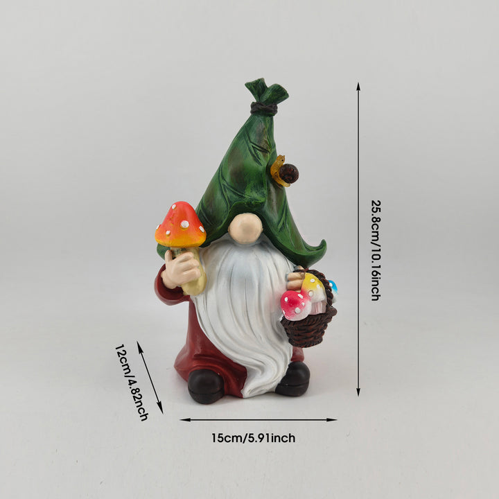 Outdoor Solar LED Mushroom Gnome Garden Statue Light Bowlift