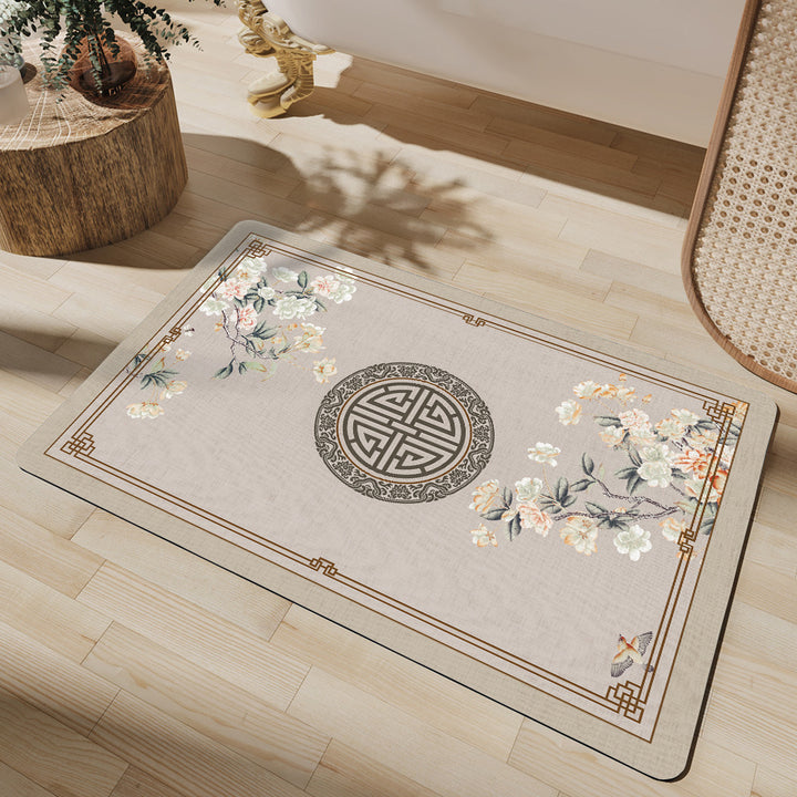 Artistic Floral Bath Mat Bowlift