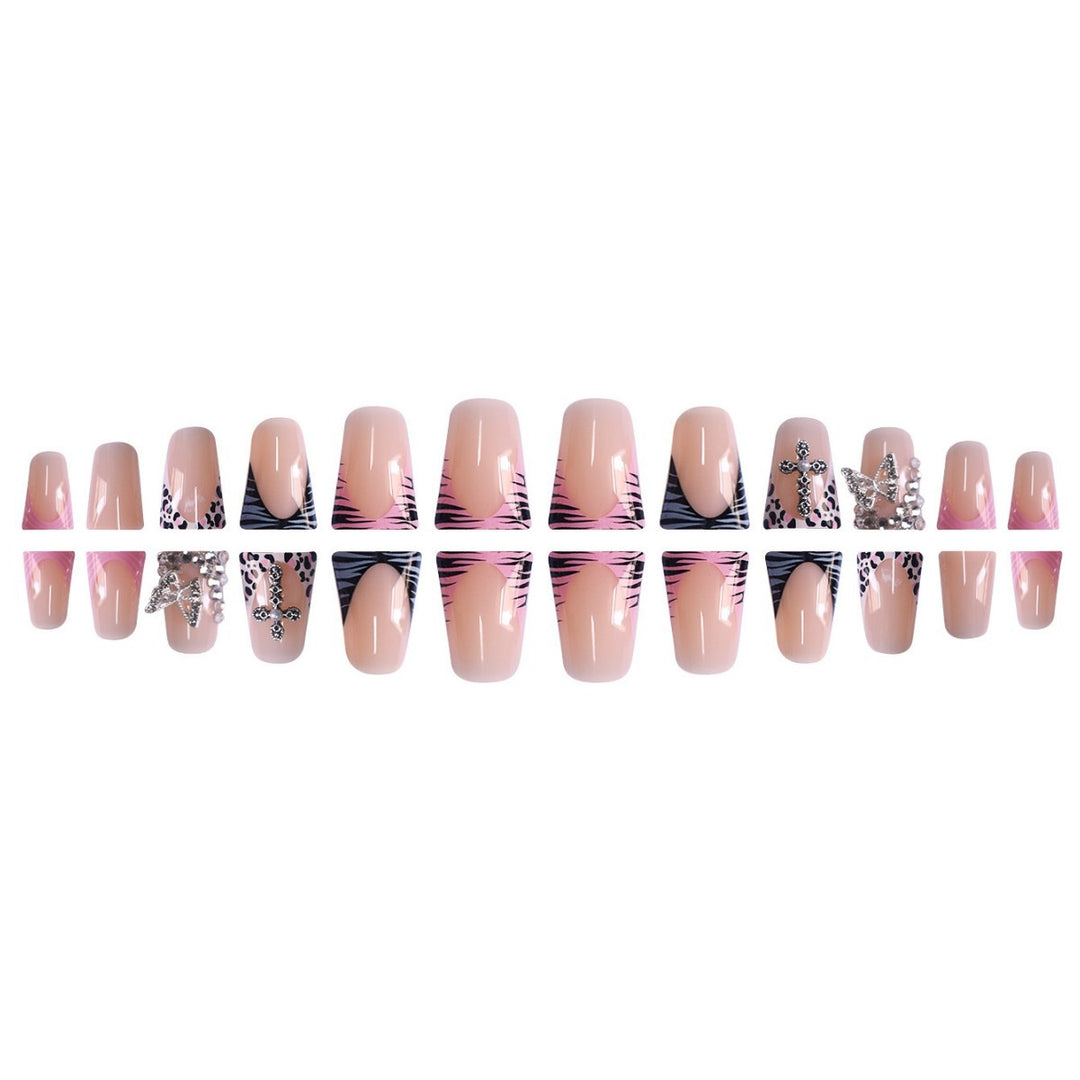 Glamorous Decorative Press-On Nails with Rhinestone Accents Bowlift