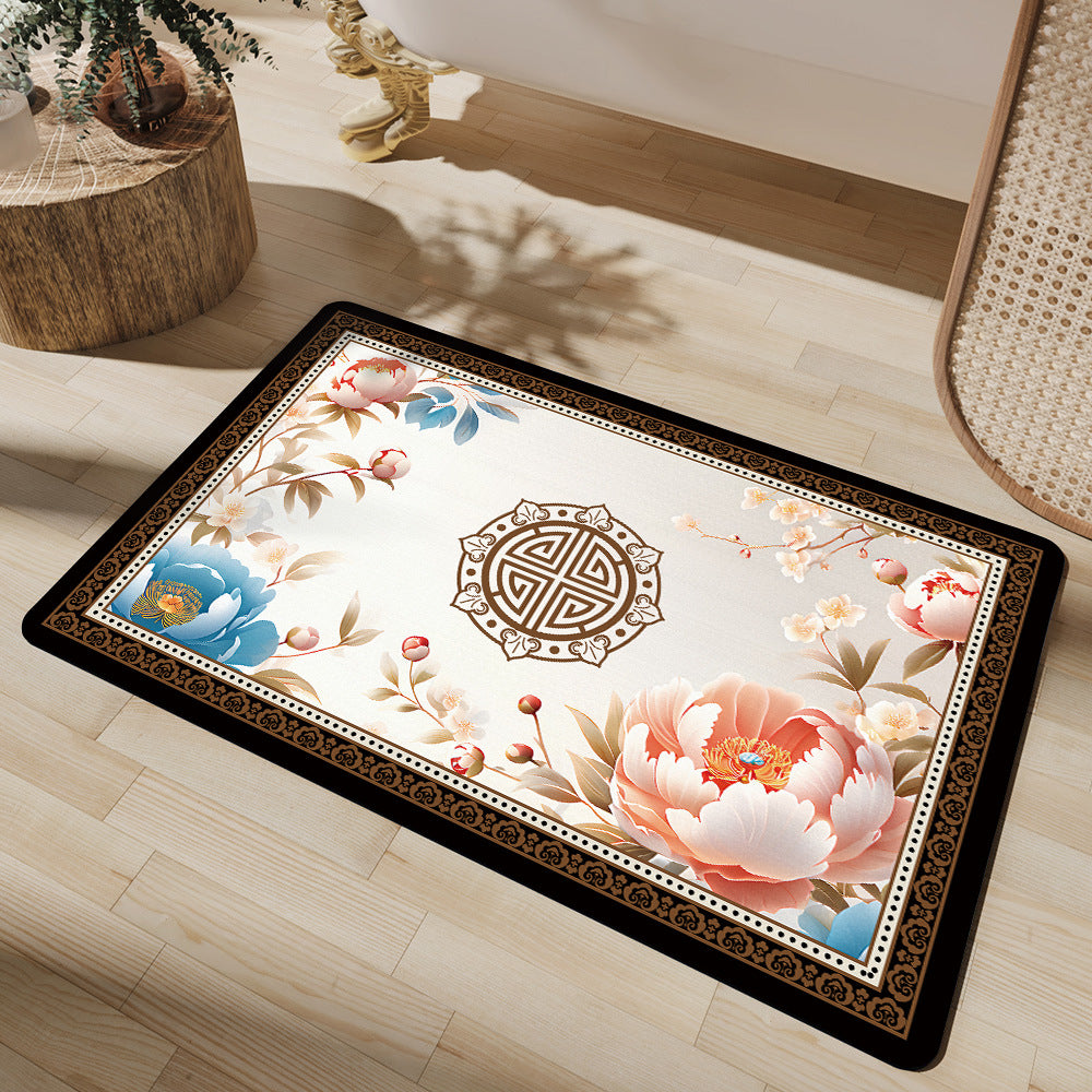 Artistic Floral Bath Mat Bowlift