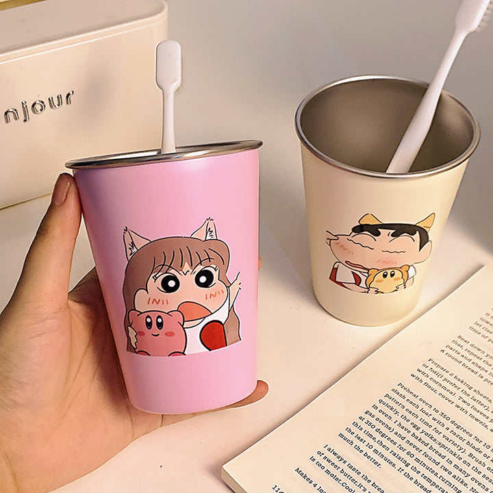 Stainless Steel Toothbrush Holder with Cute Cartoon Design Bowlift