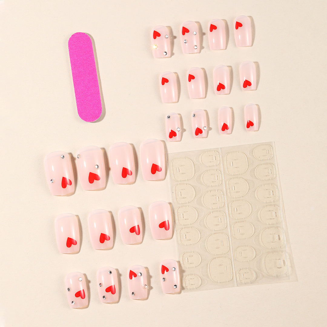 Heart-Accent Decorative Nail Art Extensions Bowlift