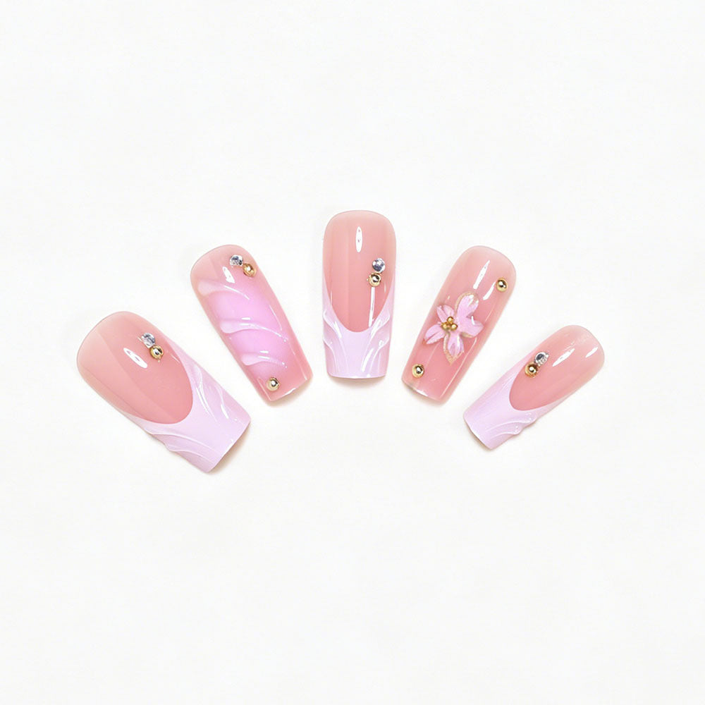 Elegant Floral Nail Art Press-On Set Bowlift