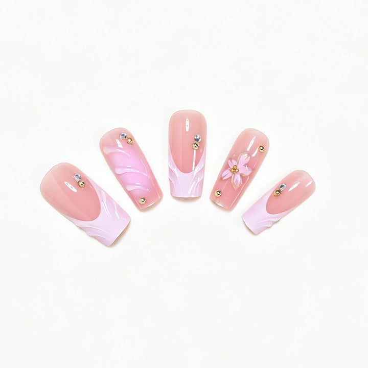 Elegant Floral Nail Art Press-On Set Bowlift