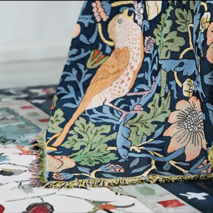 Artistic Botanical Woven Throw Blanket