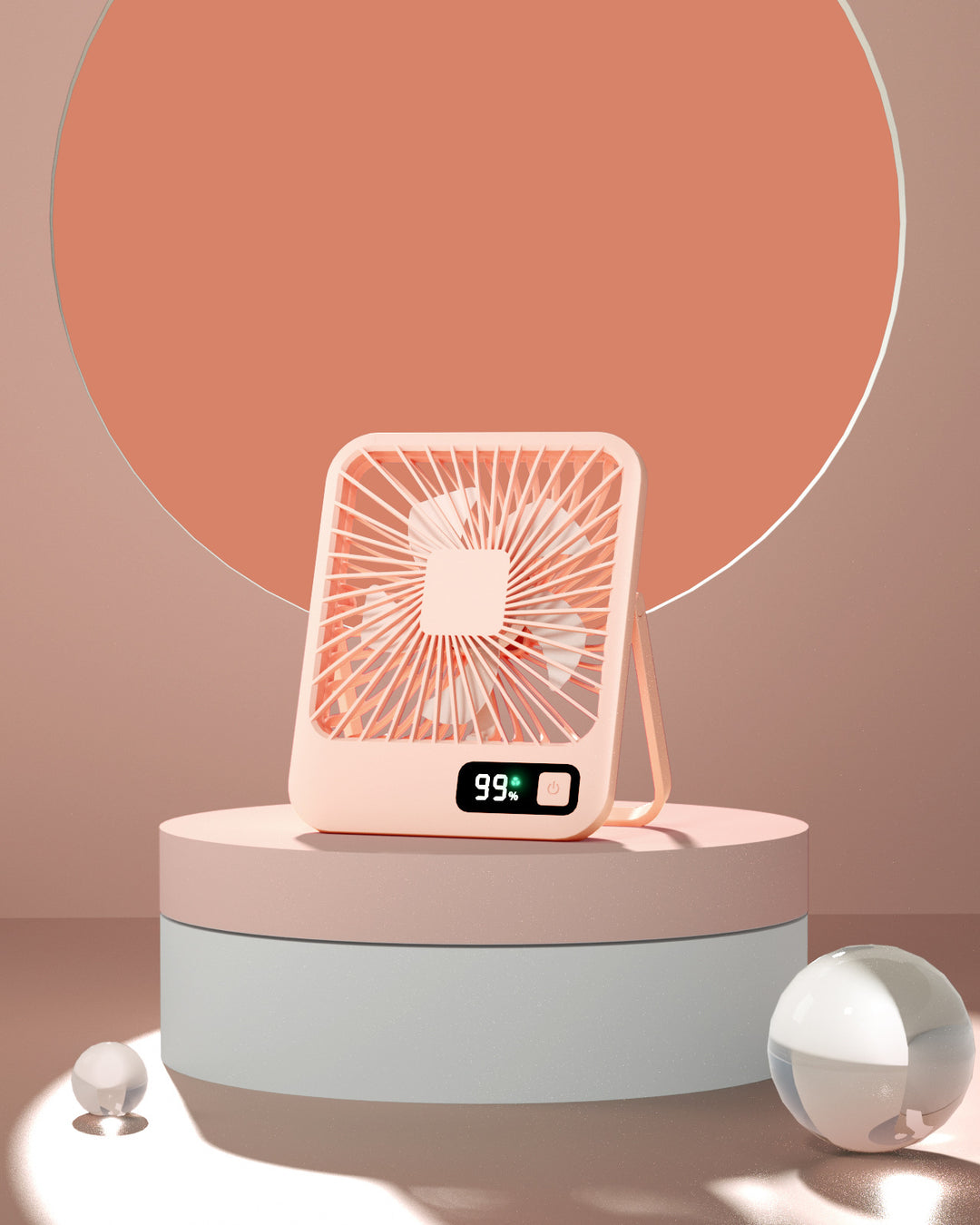 Women Portable USB Fan with LED Display Bowlift