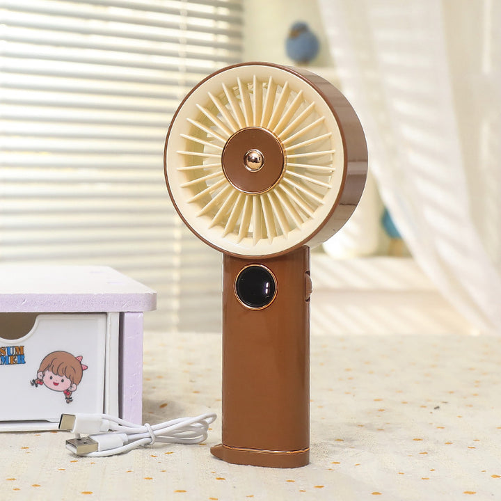 Cooling handheld rechargeable mini fan with touch speed display and detachable desktop stand Bowlift