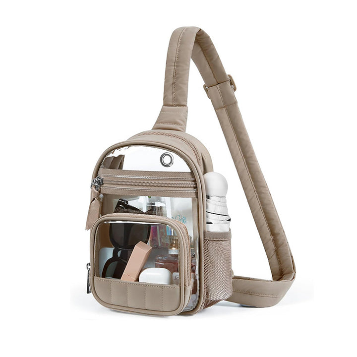 Practical shoulder bag with transparent front pocket Bowlift
