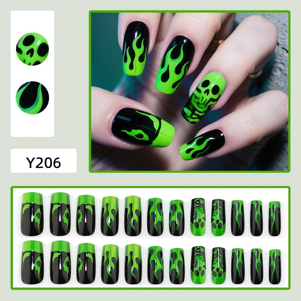 Artificial nails with spooky flame design Bowlift