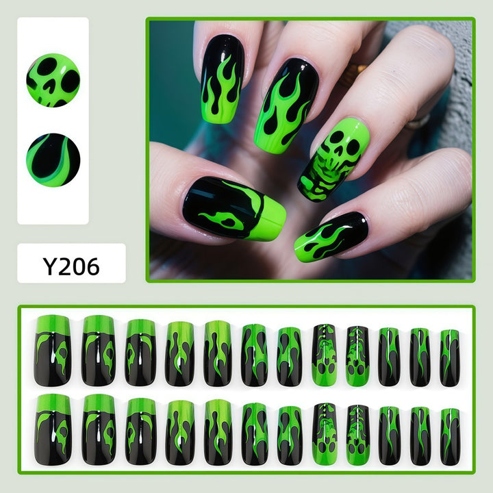 Artificial nails with spooky flame design Bowlift