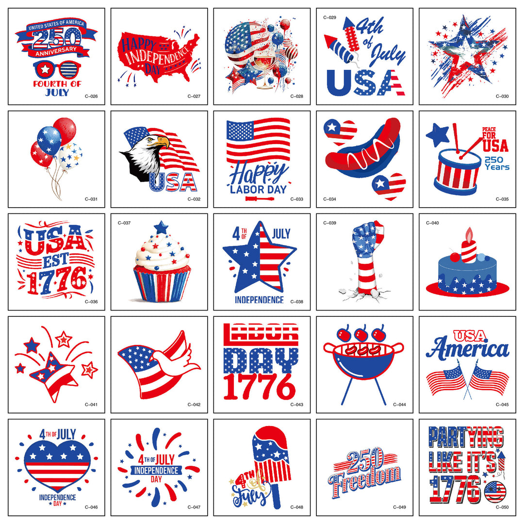 Unisex nan patriotic Party Sticker Collection with USA motifs on matte vinyl Bowlift