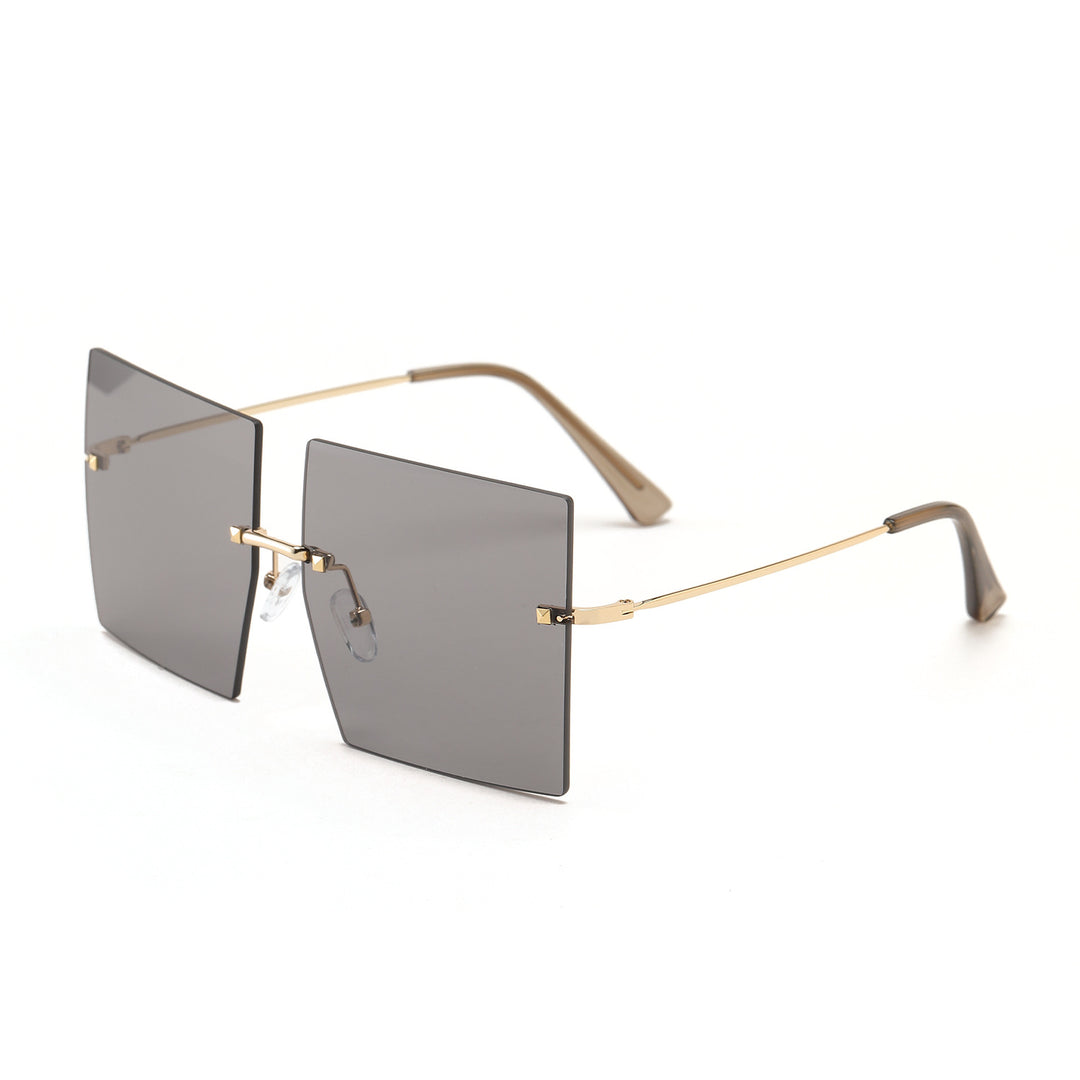 Women's fashion square sunglasses with wide lenses and delicate metal frame Bowlift
