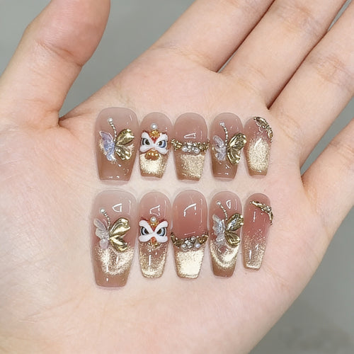Artistic Decorative Press-On Nail Set Bowlift