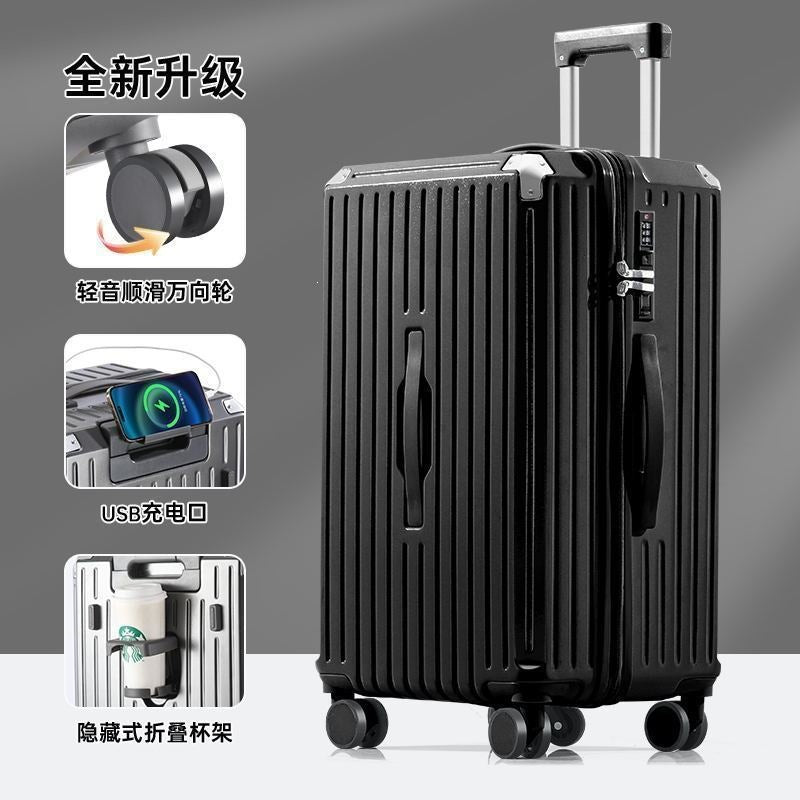 Hard-shell suitcase with ergonomic design and integrated USB port Bowlift