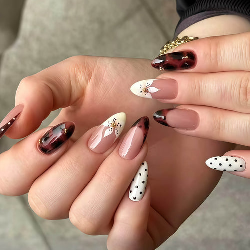 Artistic Floral Gel Nail Extensions Bowlift