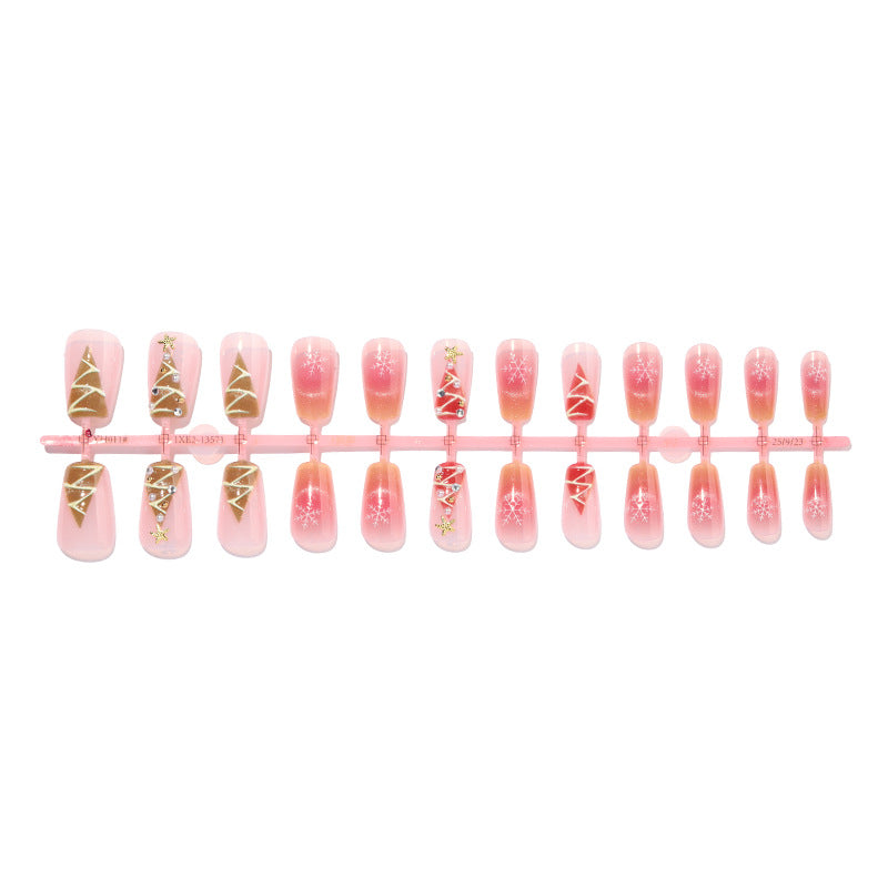 Holiday-Themed Press-On Nail Set with Beautiful Decorative Embellishments Bowlift