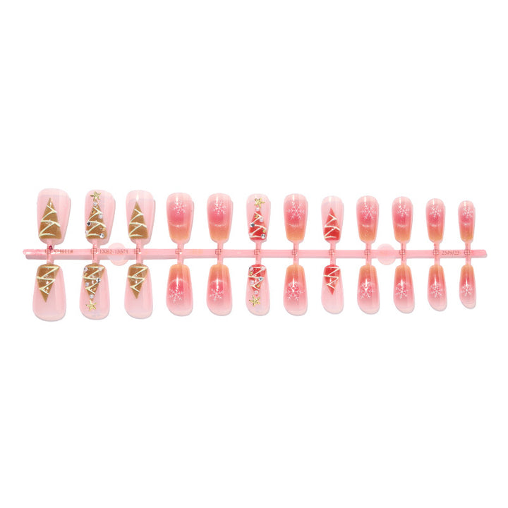 Holiday-Themed Press-On Nail Set with Beautiful Decorative Embellishments Bowlift