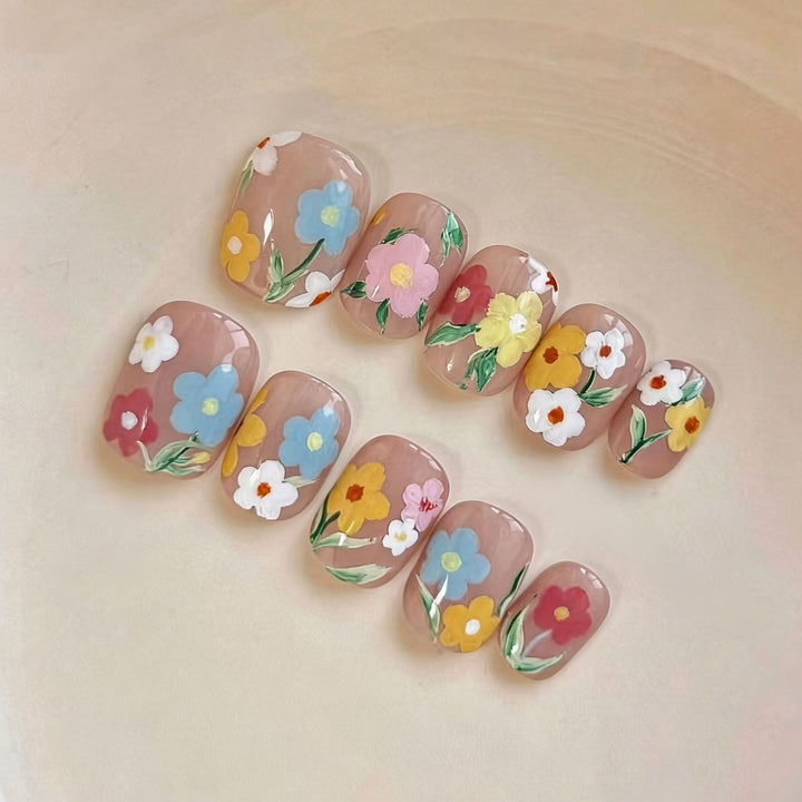 Artistic Cat-Themed Press-On Nail Art Set Bowlift