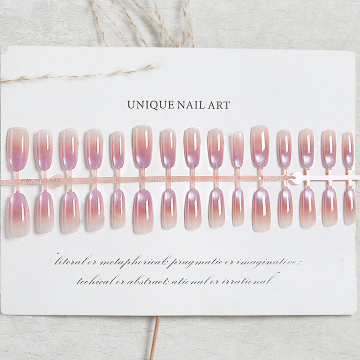 Artificial nail set with elegant ombre design and glossy finish Bowlift