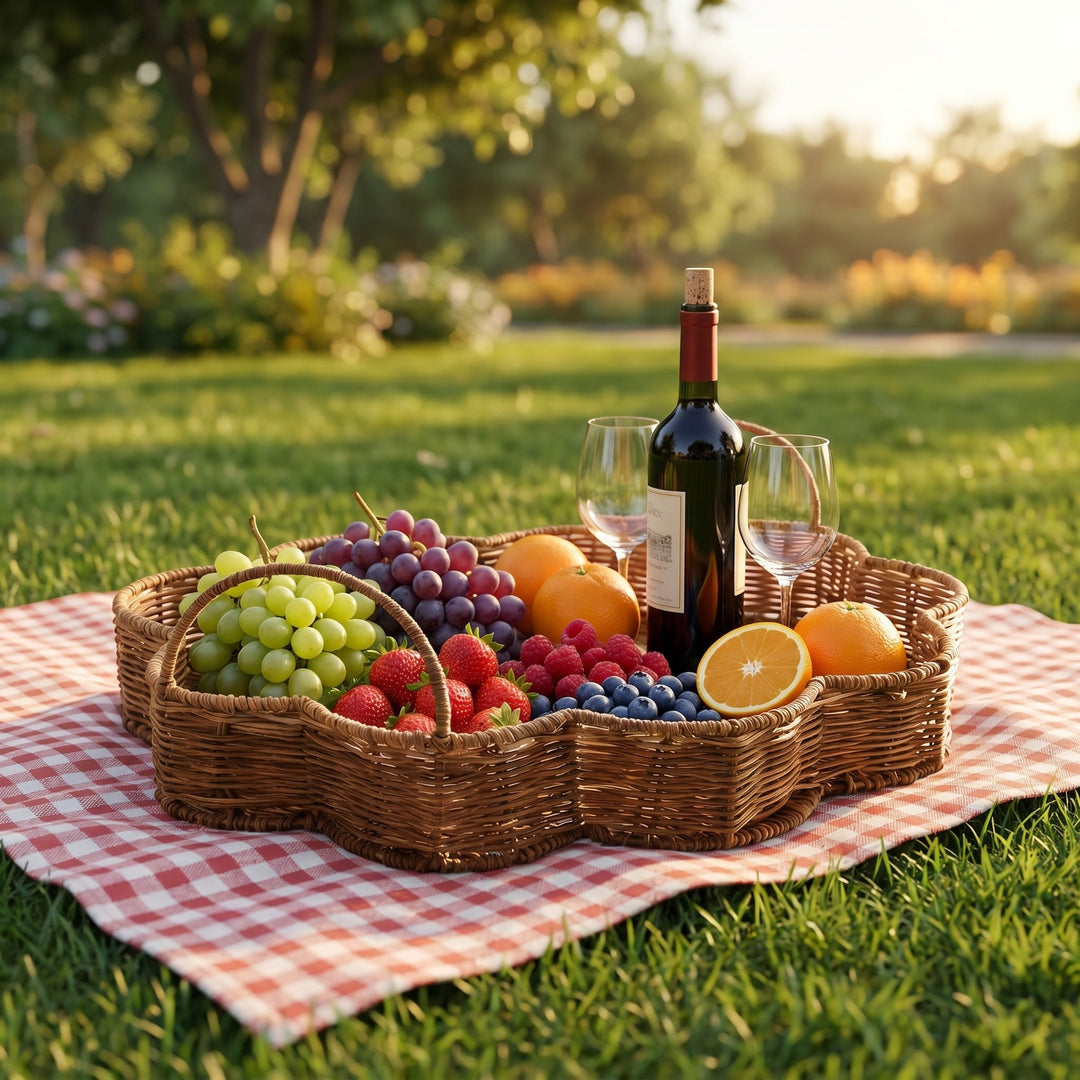 Elegant serving basket made of hand-woven natural material Bowlift