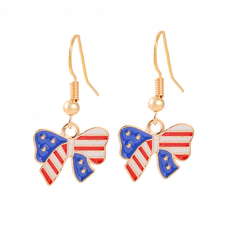 Ladies enamel earrings horseshoe with star stripe motif Bowlift