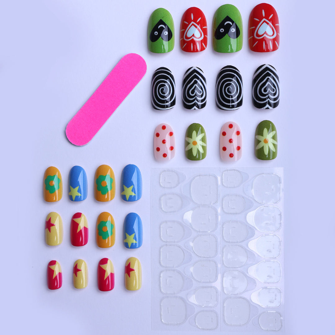 Artificial nails with colorful and creative designs Bowlift