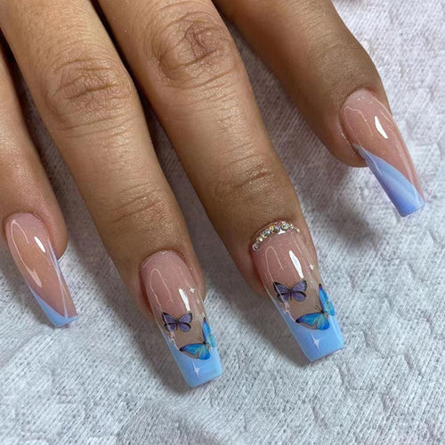 Decorative Butterfly Press-On Nail Tips Bowlift
