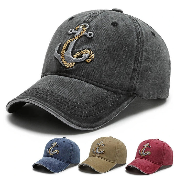Men's Marine-Themed Embroidered Cotton Cap Bowlift