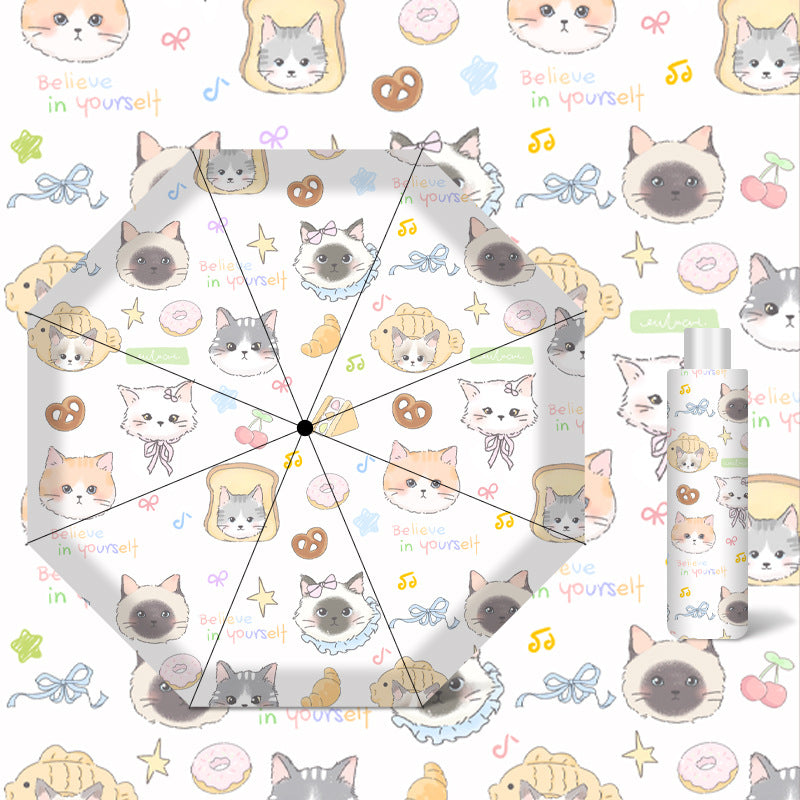 Women's umbrella with cute cat pattern Bowlift