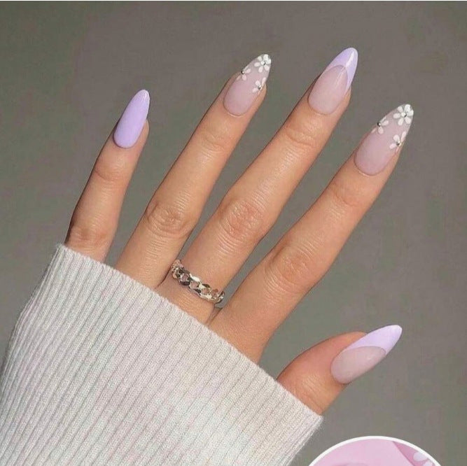 Decorative Floral Press-On Nails Bowlift