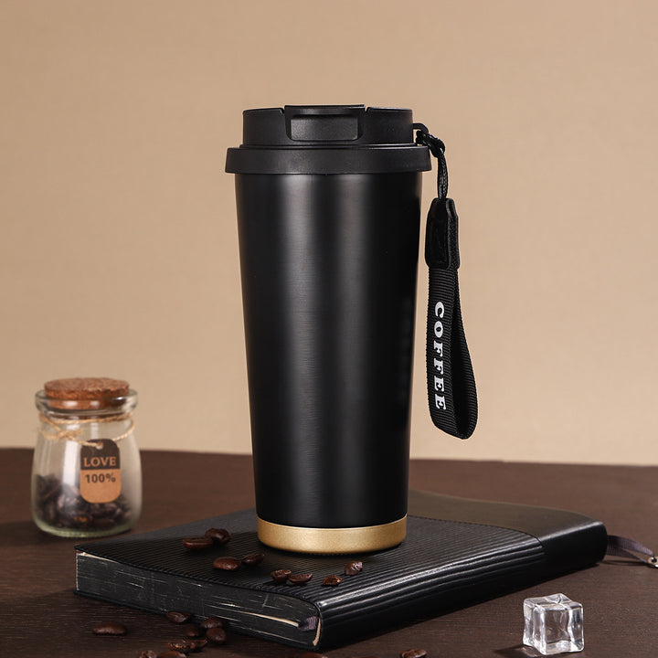 Insulated Stainless Steel Travel Coffee Tumbler with Leakproof Lid and Carry Strap Bowlift